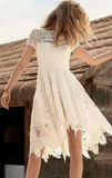 Niulatu Short Sleeve Lace Prom Dress HZ0113