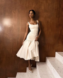 Niulatu Ivory Mermaid Party Dress Long Satin Prom Evening Dress HZ1007