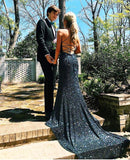 Niulatu sequined prom dresses, sexy prom dresses, chic long prom dresses HZ0113