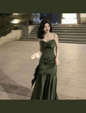 Niulatu Mermaid Straps Green Party Dresses Satin Prom Dresses HZ1110