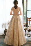 Niulatu champagne lace satin prom dress champagne evening dress HZ0113