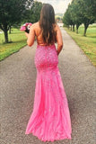 Niulatu bright pink lace appliqued long evening dress prom dress HZ0113