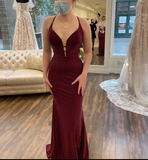 Niulatu Burgundy Mermaid Evening Dress Burgundy Formal Gown HZ1007
