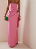Niulatu Strapless Pink Floor Length Prom Dress Evening Dress HZ1007