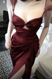 Niulatu Burgundy Prom Dress Burgundy Evening Dress HZ1007