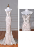 Niulatu Strapless Tulle Sequins Mermaid Prom Dress Long Evening Dress HZ1007