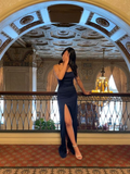 Niulatu Pure Color Sheath Evening Dress With Split HZ1007