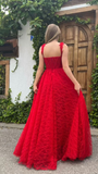 Niulatu Red Lace Prom Dress Sweetheart Neck Side Slit High Waist A Line Formal Wedding Party Evening Dress HZ1007
