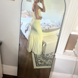 Niulatu Yellow Strapless Chiffon Ruffles Evening Dress Mermaid Prom Dress HZ1007