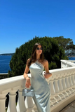 Niulatu Halter Satin Lace Party Evening Dress HZ1007