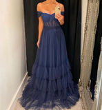 Niulatu A-line Tulle Evening Dress Formal Dress HZ1007