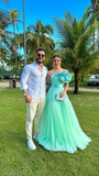 Niulatu Green A Line Evening Dresses 3D Flowers Prom Dresses Formal Occasion HZ1007