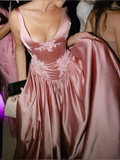 Niulatu Satin Lace Appliques Evening Dress A Line Prom Dress HZ1007