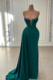 Niulatu Dark Green Strapless Mermaid Long Prom Dress Evening Dress HZ1007