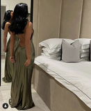Niulatu Olive Green Backless Mermaid Evening Dress HZ1007