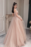 Niulatu Tulle Long Prom Dress Pink Evening Dress HZ1007
