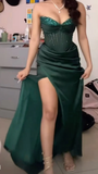 Niulatu Green Strapless Prom Dress Long Formal Evening Dress HZ1007