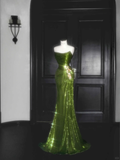 Niulatu Strapless Green Sequin Prom Dress Long Mermaid Evening Dress HZ1007