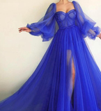 Niulatu Evening Dress, Long Sleeves Long Prom Dress HZ0113