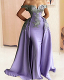 Niulatu Evening Dress Off Shoulder Silver Lace Embroidery Prom Dresses HZ0113
