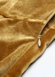 Niulatu V-Neck Long Sleeve Split Velvet Prom Dress HZ0113