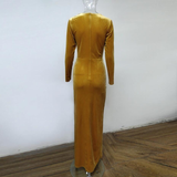 Niulatu V-Neck Long Sleeve Split Velvet Prom Dress HZ0113