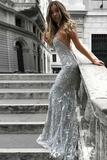 Niulatu up back mermaid silver evening dress prom dress HZ0113