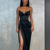 Niulatu Straps Simple Prom Gowns with Leg Slit Side HZ0113
