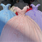 Niulatu princess off shoulder long formal prom dress, long strapless pink flower appliqu¨¦s evening dress HZ0113