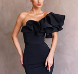 Niulatu shoulder mermaid long prom gown evening gown HZ0113