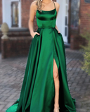 Niulatu Prom Dresses, dusty pink bridesmaid dresses,long satin bridesmaid dress HZ0113