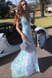 Niulatu sequined prom dresses, sexy prom dresses, chic long prom dresses HZ0113