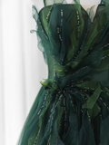 Niulatu Gown Spaghetti Straps Floor Length Dark Green Long Prom Dresses HZ1110