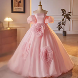 Niulatu Ball Gown Off The Shoulder Organza Pink Sweet 16 Dresses HZ1110