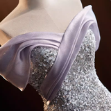 Niulatu Mermaid Off The Shoulder Sequin Lilac Long Prom Dresses HZ1110