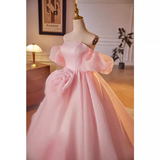 Niulatu Ball Gown Off The Shoulder Organza Pink Sweet 16 Dresses HZ1110