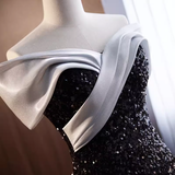 Niulatu Mermaid Off The Shoulder Sequin Black Long Prom Dresses HZ1110