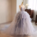 Niulatu Ball Gown Spaghetti Straps Tulle Lavender Sweet 16 Dresses HZ1110