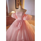Niulatu Ball Gown Off The Shoulder Organza Pink Sweet 16 Dresses HZ1110
