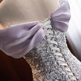 Niulatu Mermaid Off The Shoulder Sequin Lilac Long Prom Dresses HZ1110