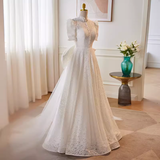 Niulatu Ball Gown White Lace Long Wedding Dresses HZ1110