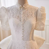 Niulatu Ball Gown White Lace Long Wedding Dresses HZ1110