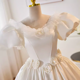 Niulatu Ball Gown White Satin Long Wedding Dresses HZ1110