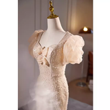 Niulatu Mermaid Champagne Sequin Long Prom Dress HZ1110