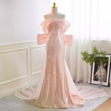 Niulatu Mermaid Pink Sequin Long Prom Dress HZ1110