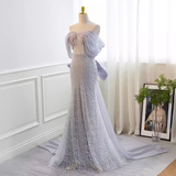 Niulatu Mermaid Blue Sequin Long Prom Dress HZ1110