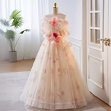 Niulatu Ball Gown Strapless Tulle Long Prom Dress HZ1110
