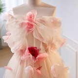Niulatu Ball Gown Strapless Tulle Long Prom Dress HZ1110