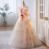 Niulatu Ball Gown Strapless Tulle Long Prom Dress HZ1110