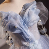 Niulatu Ball Gown Strapless Tulle Blue Sweet 16 Dresses HZ1110
